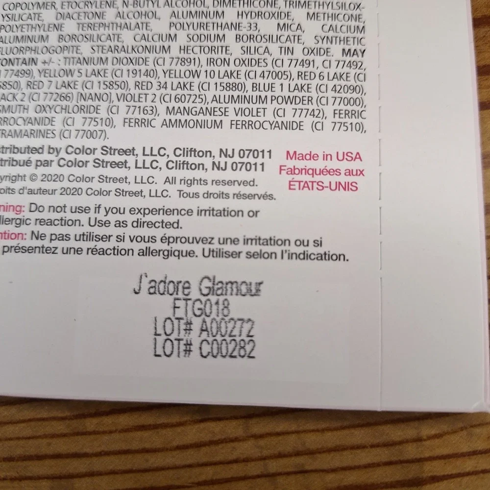 Color Street 100% Nail Polish Strips J'adore Glamour French Manicure Made in USA